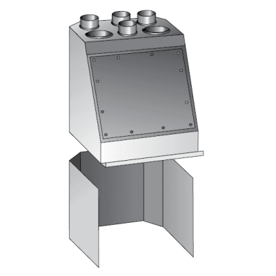 Дистрибьютор для Jotul I 520 fl / fr, с задним выходом (2 x ø 150, 3 x ø 125)